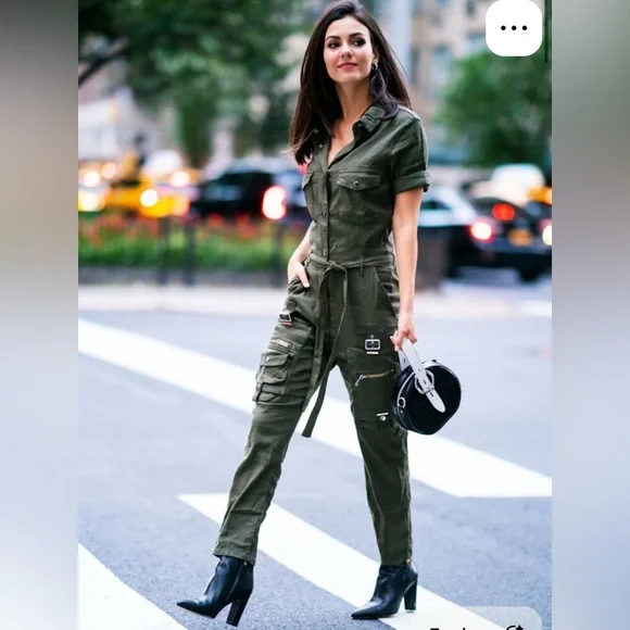 THE KOOPLES Paris linen stretch Military style cargo Jumpsuit XS - Picture 4 of 13